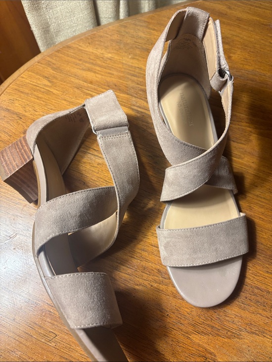 Naturalizer Shoes - Naturalizer Beige Taupe Suede Crisscross Ankle-Strap Sandals